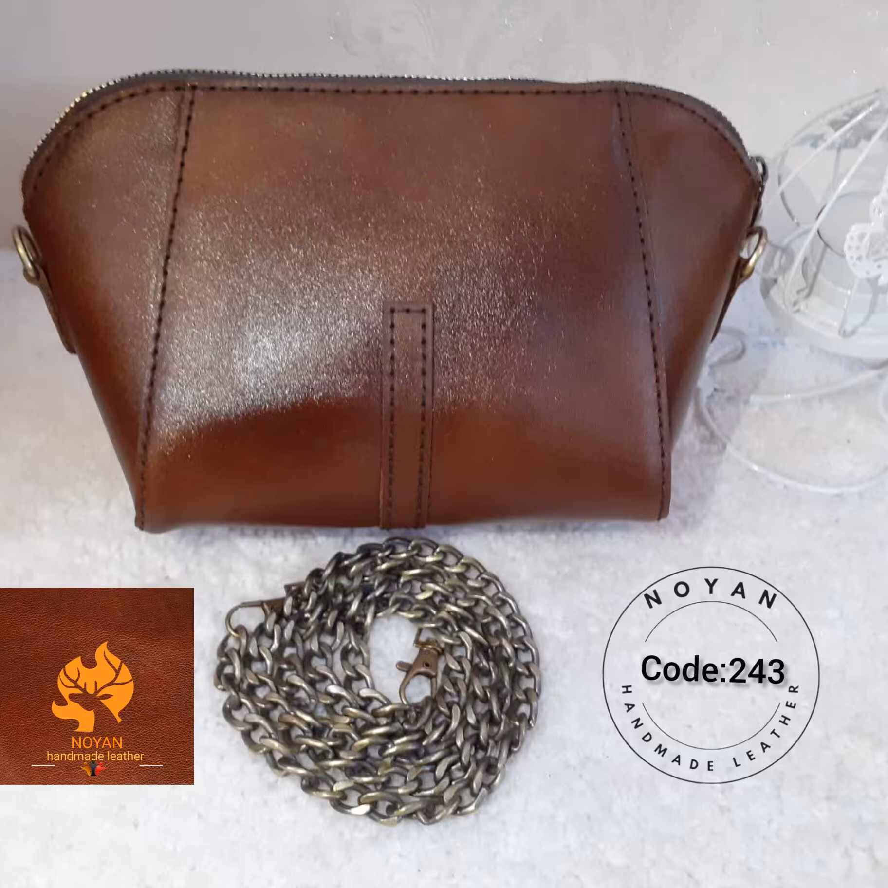 کیف دوشی زنانه چرم طبیعی گاوی دستدوز