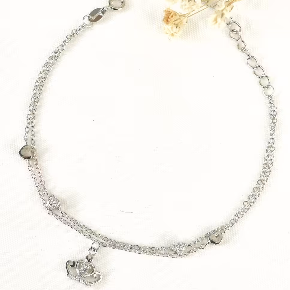 دستبند نقره ایتالیا دولاین آویز تاج کد8379