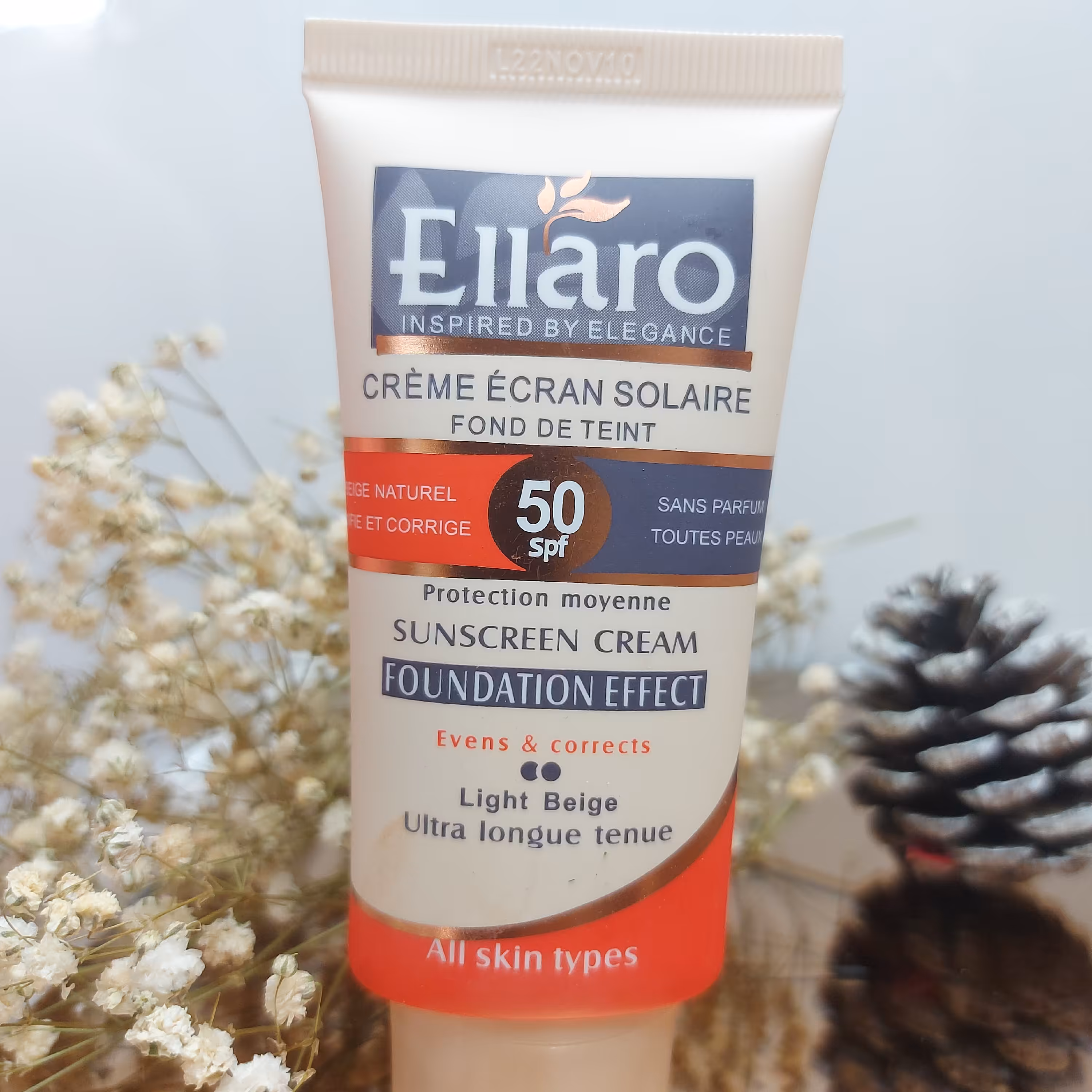 ضدآفتاب الاروspf50 اصلی و درجه یک، ضد آفتاب رنگی الارو ،ضد آفتاب بژ طبیعی ellaro