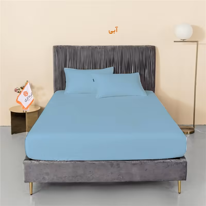 سرویس ملحفه چیداری مدل میکرو آبی روشن یک نفره دو تکه 90در200