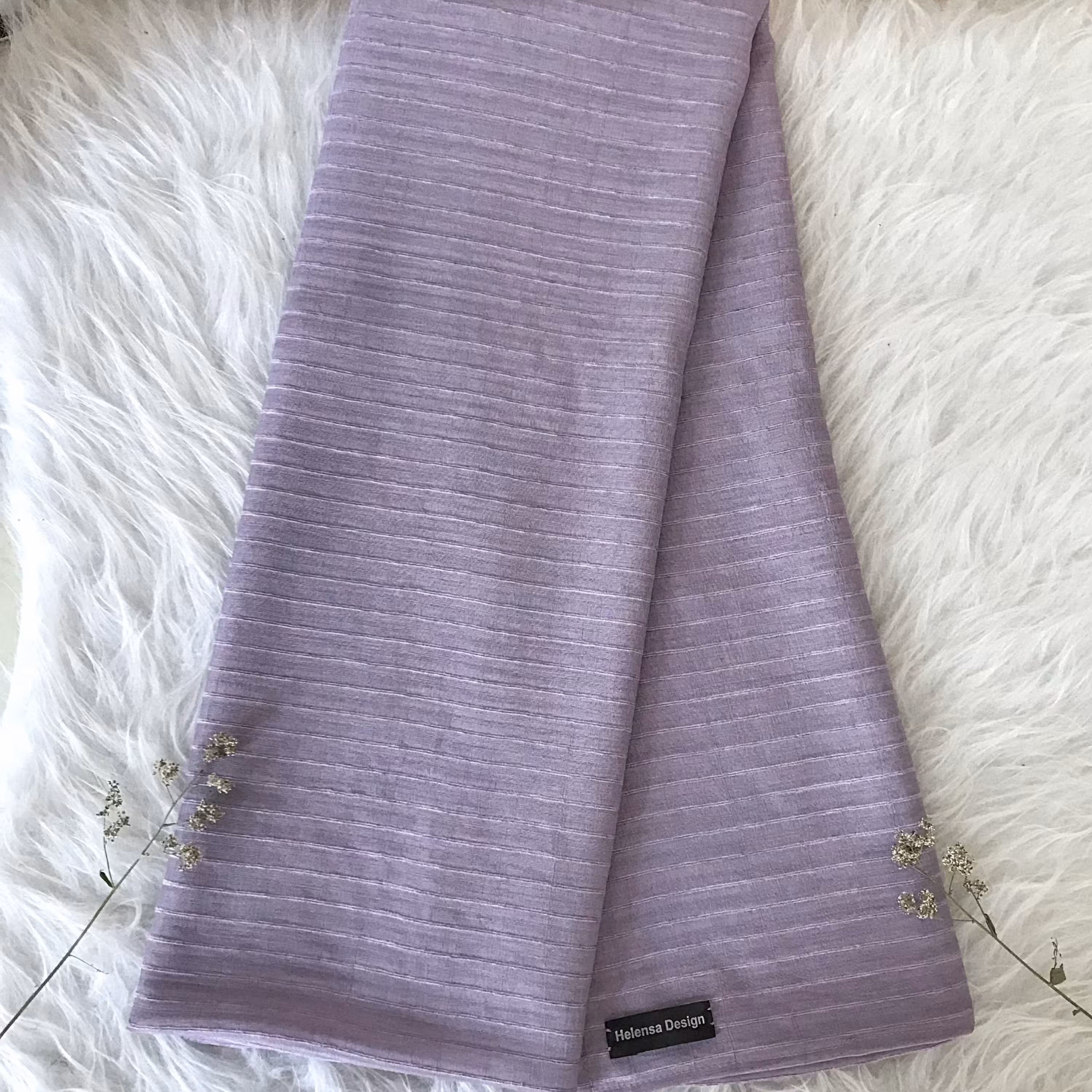 شال زنانه مزونی هلنسا مدل حریرنخی شانل ، یاسی