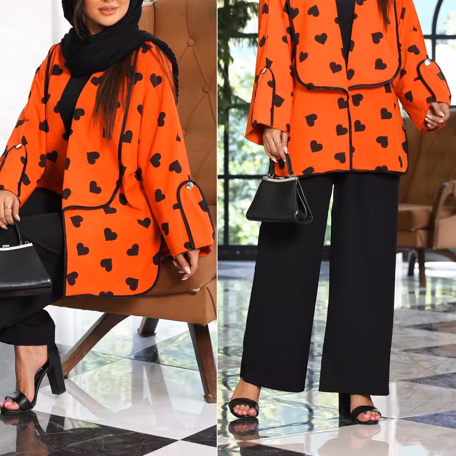 مانتو شلوار قلبی مدل آناشید در رنگبندی سایزبندی ارسال رایگان 