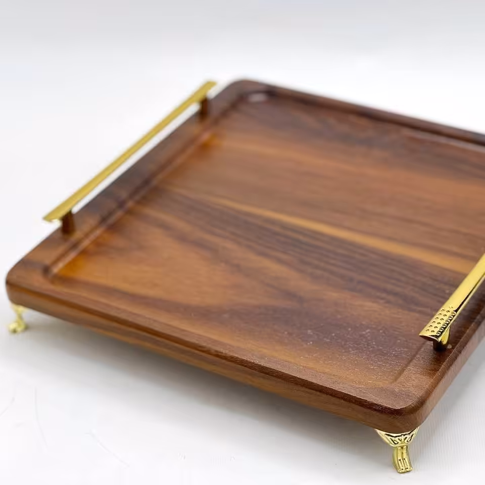 سینی پذیرایی چوبی در سه مدل گرد و مستطیل و مربع 