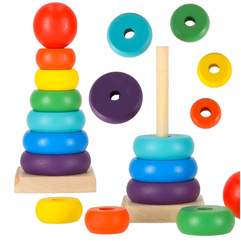 اسباب بازی برج هوش چوبی رنگین کمانی کد 5557763