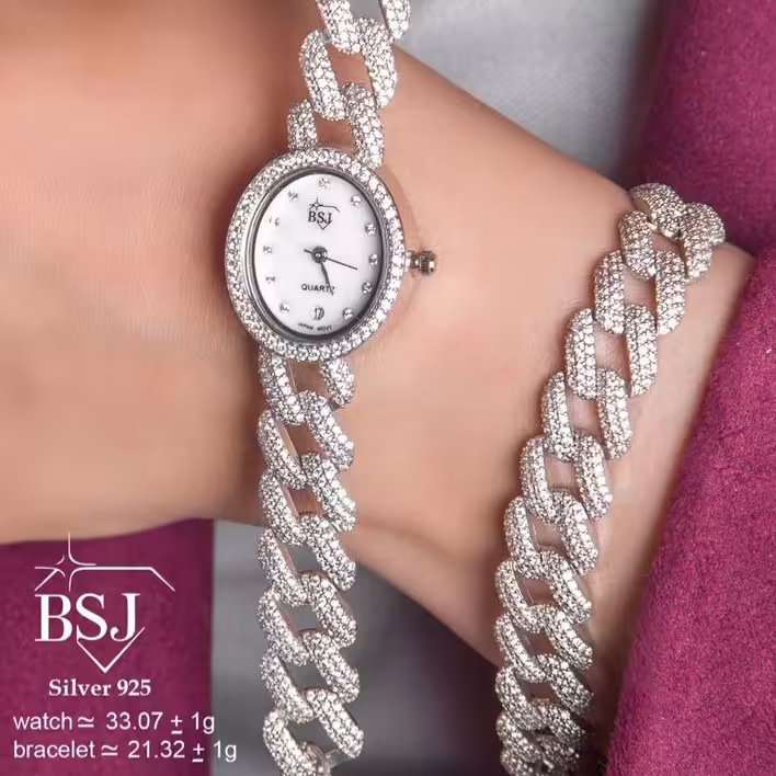 ست ساعت و دستبند نقره 
