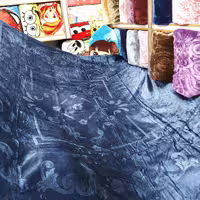 پتوی دونفره سروین تک رنگ گلبرجسته ساکدار مسافرتی رنگ سورمه ای کد 25