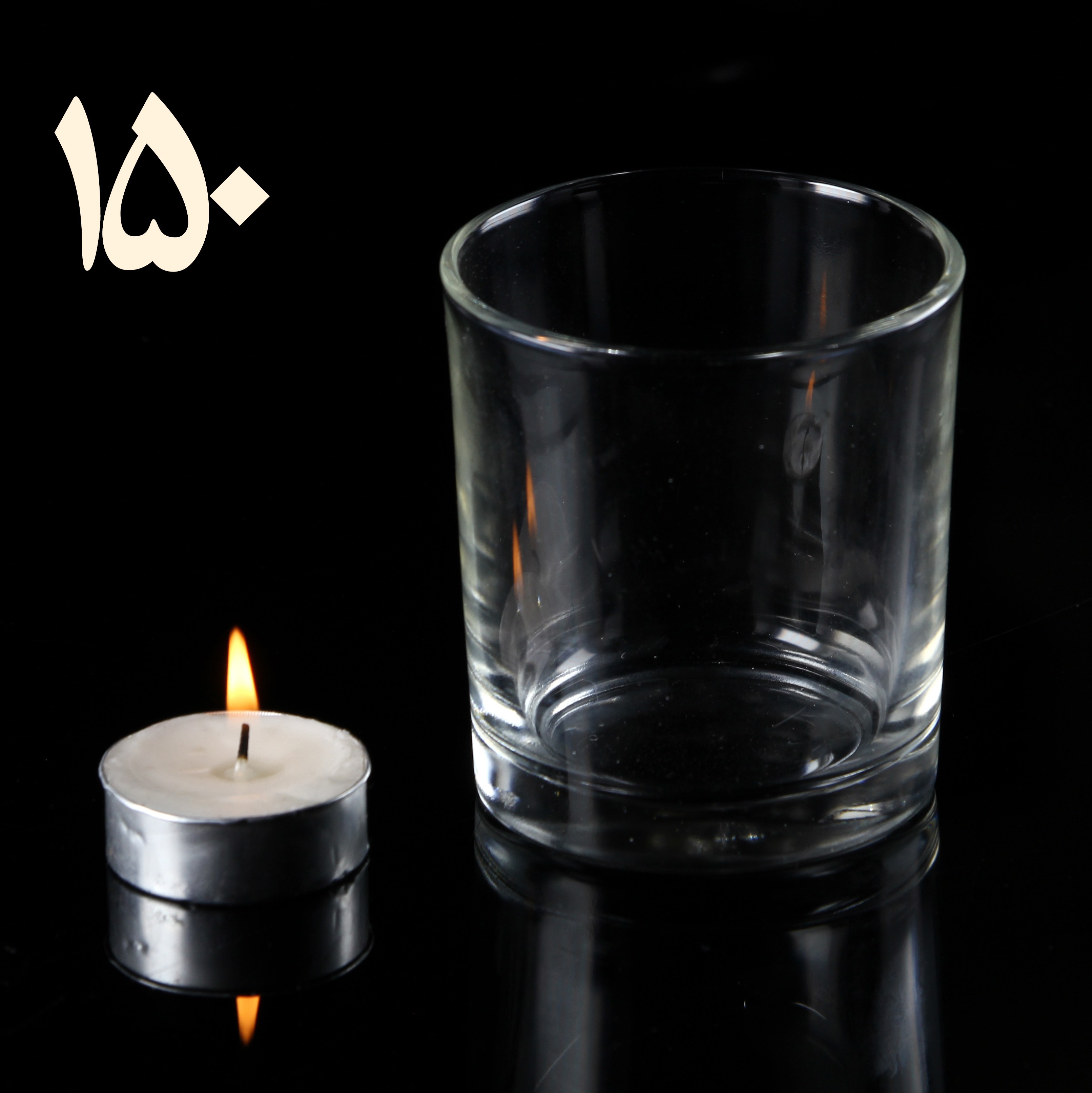 لیوان شمع شفاف قطر 7 ارتفاع 8  کد 150