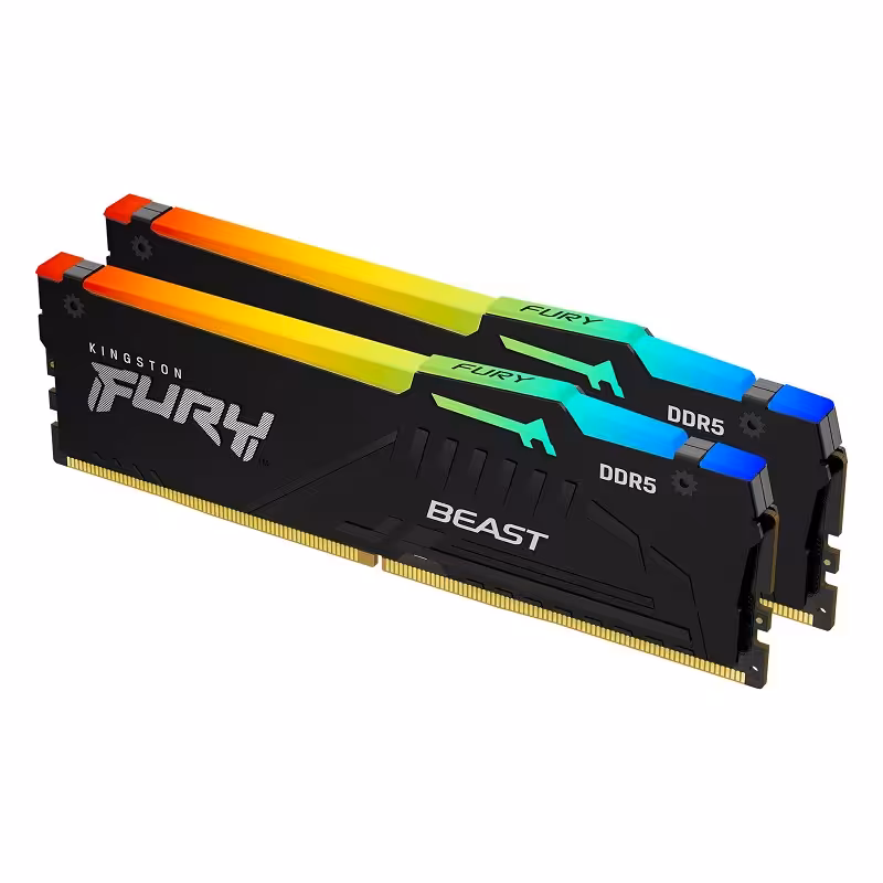 رم دسکتاپ Kingston مدل FURY Beast DDR5 RGB 64GB(32GBx2) 6000MHz CL40