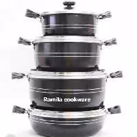 تولیدی قابلمه زنبوری سرویس هفت پارچه طرح چدن زنبوری aluminium cookware factory made in iran by Ramila cookware company i