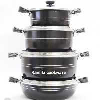 تولیدی قابلمه زنبوری سرویس هفت پارچه طرح چدن زنبوری aluminium cookware factory made in iran by Ramila cookware company i