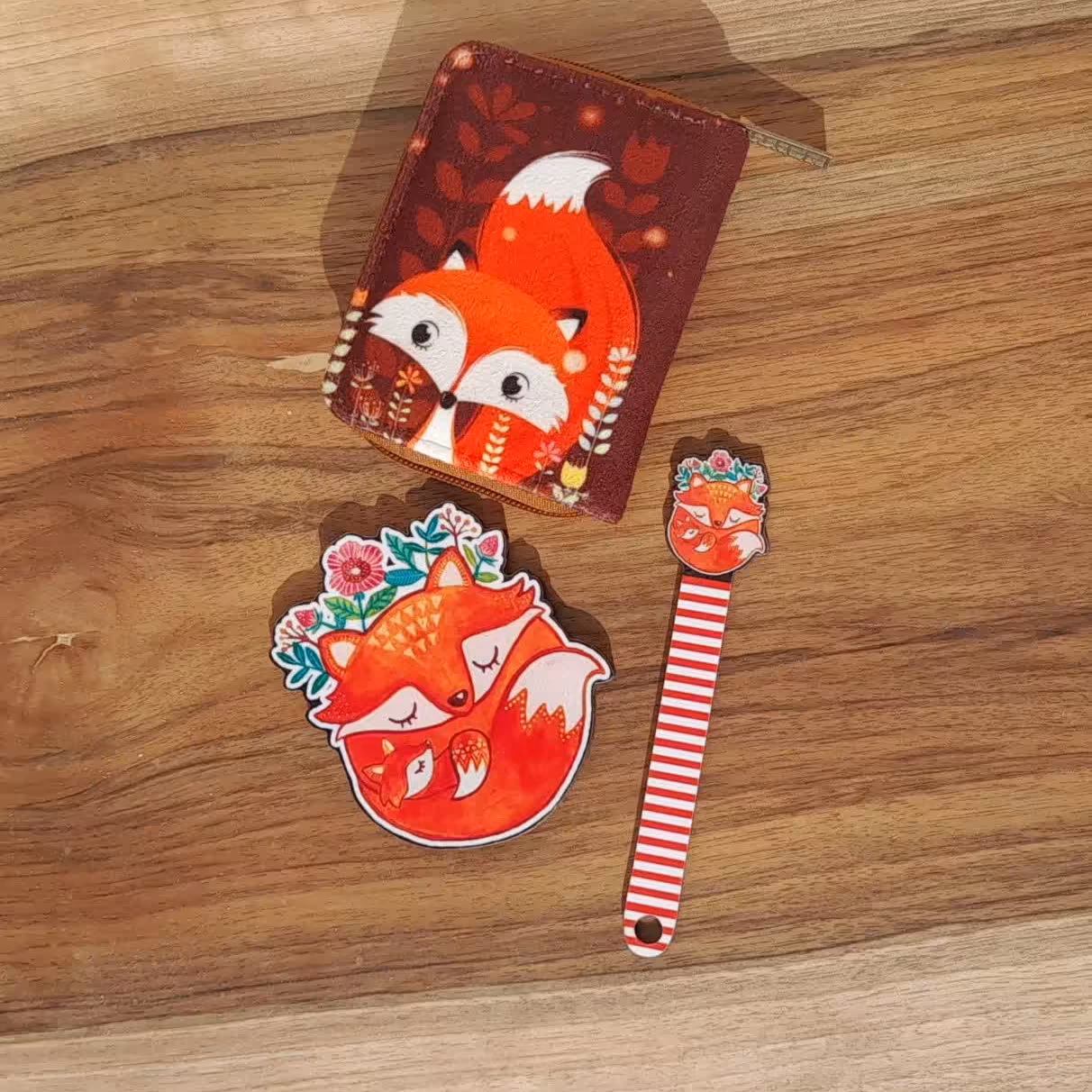 ست وسایل روباه جاکارتی زیپی ، اینه ، نشانگر کتاب 