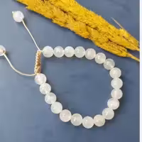 دستبند سنگ مون استون(سنگ ماه) اصل زنانه مردانه با نخ  ابریشمی  و گره کشویی