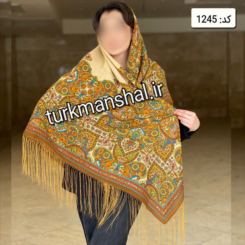 روسری ترکمن ابریشمی (ایتالیایی) کد 1245