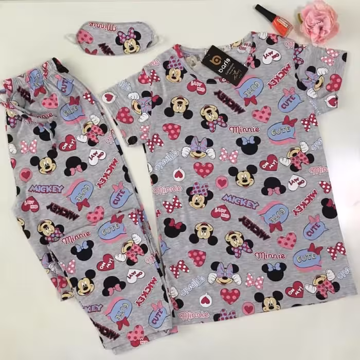 ست تیشرت شلوار به همراه چشم بند از برند ترک باریش وارداتی جنس نخ کیفیت تضمینی