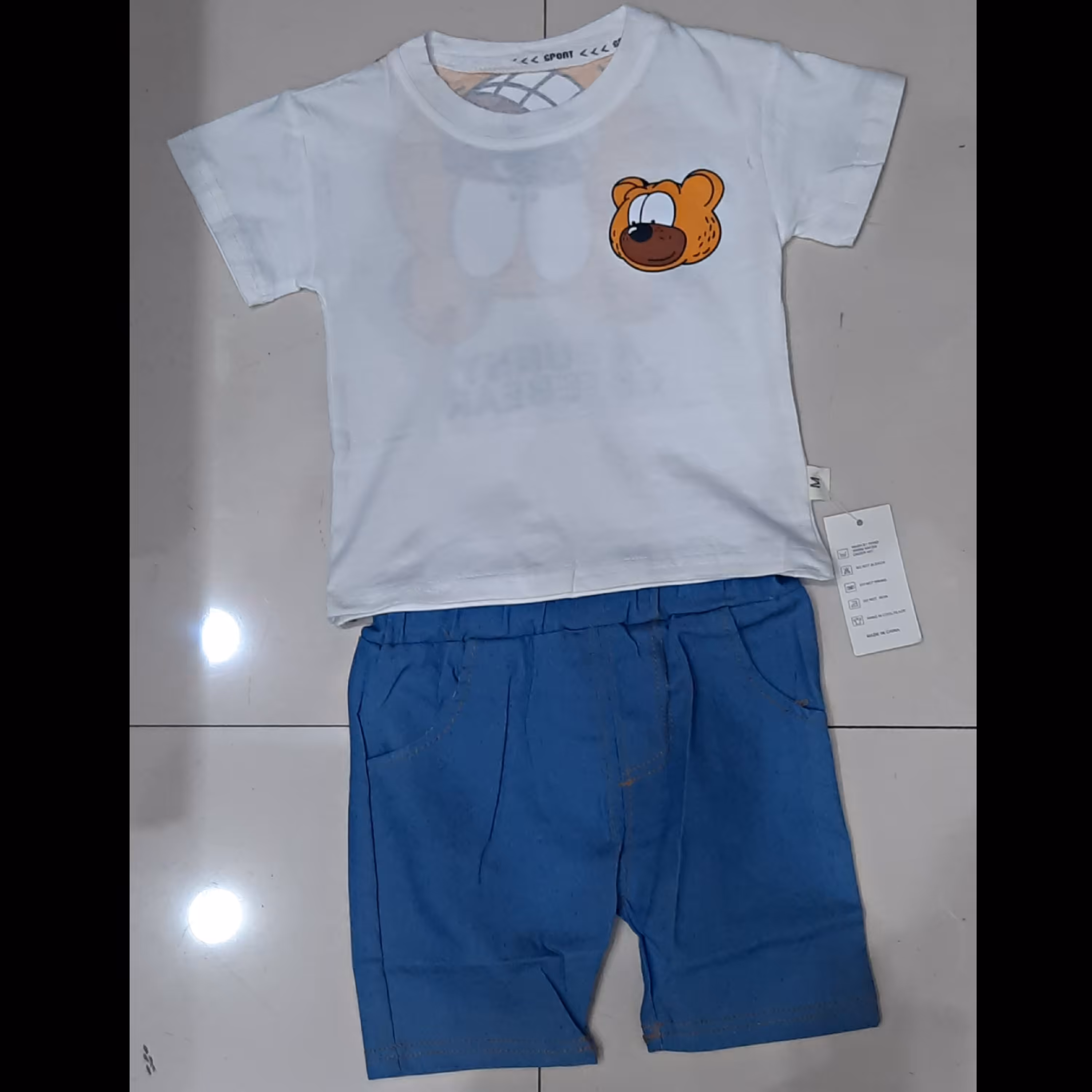 ست دو تکه وارداتی تیشرت شلوارک جین