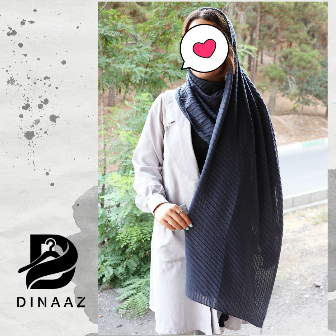 شال پلیسه منگوله دار نخی درجه یک رنگ سرمه ای جنس خنک و تابستونی و با ارسال رایگان