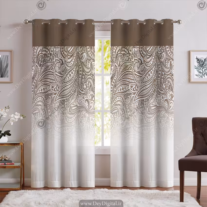 پرده پانچی رنگ خاکی SA-2961