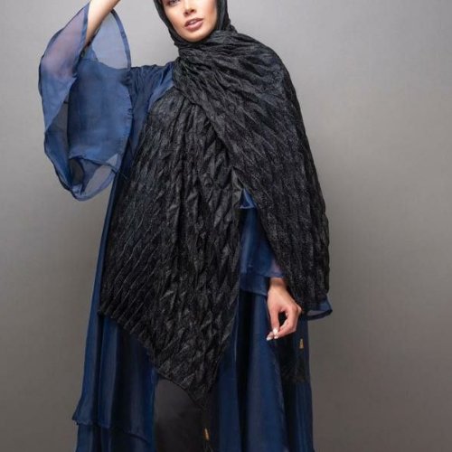 شال پلیسه کندویی مشکی