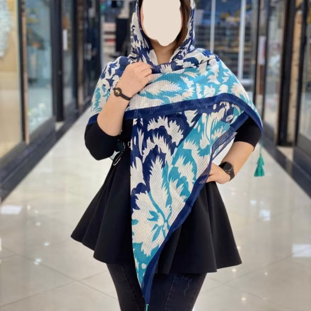 روسری نخی ساده قواره بزرگ بهاری