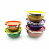 لگن استیل درب دار رنگی 5 تکه