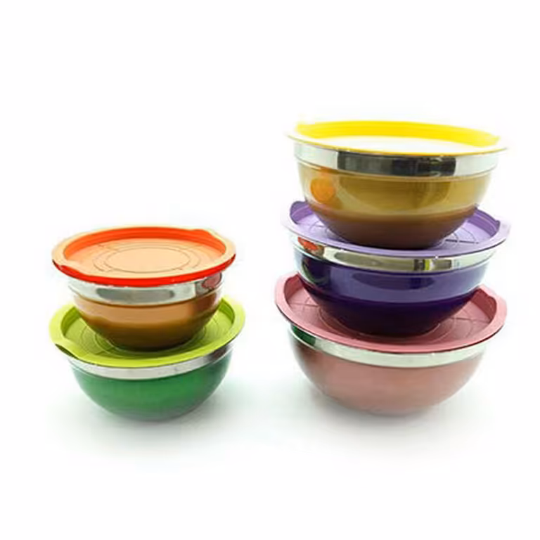 لگن استیل درب دار رنگی 5 تکه