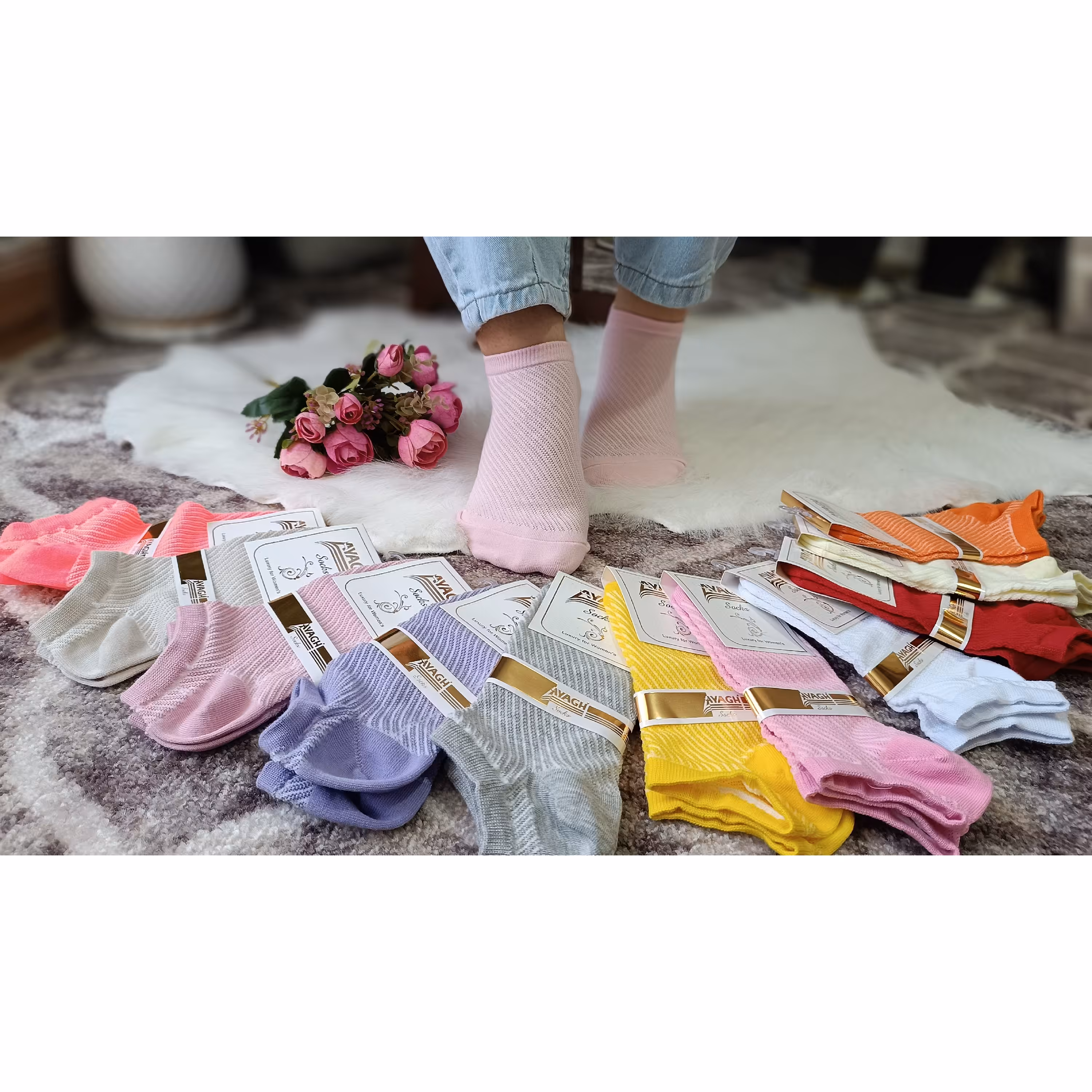 جوراب مچی رنگی ساده