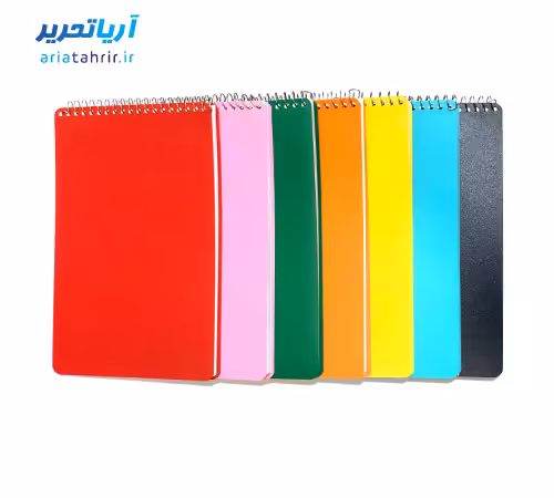 دفتر یادداشت سیمی خبرنگاری جلد طلقی سایز 22 × 14 (سایز یک ششم)