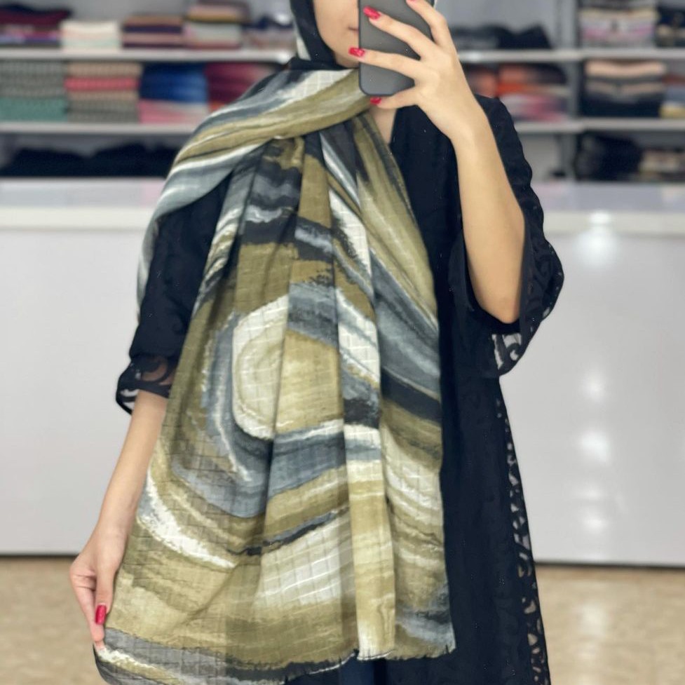 شال نخ ژاکارد دوخت و ریشه آبرنگی