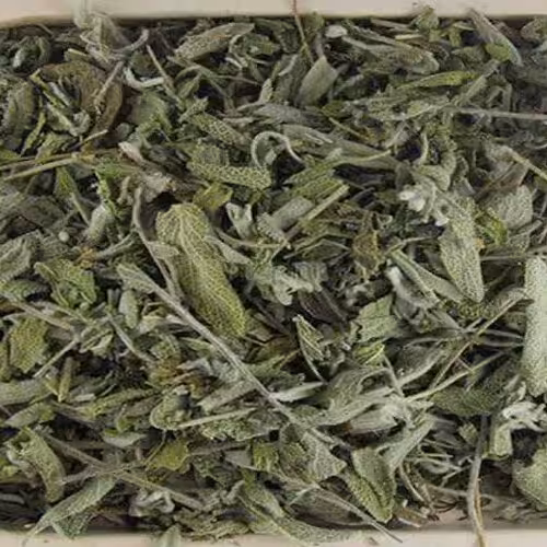 برگ مریم گلی ( سبز رنگ ) 75گرم خالص دربسته بندی سلفونی کیفیت خوب و عالی با کمی چوب