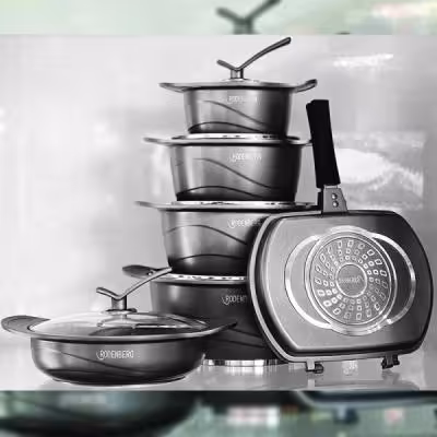 سرویس قابلمه چدن 12 پارچه رودنبرگ مشکی