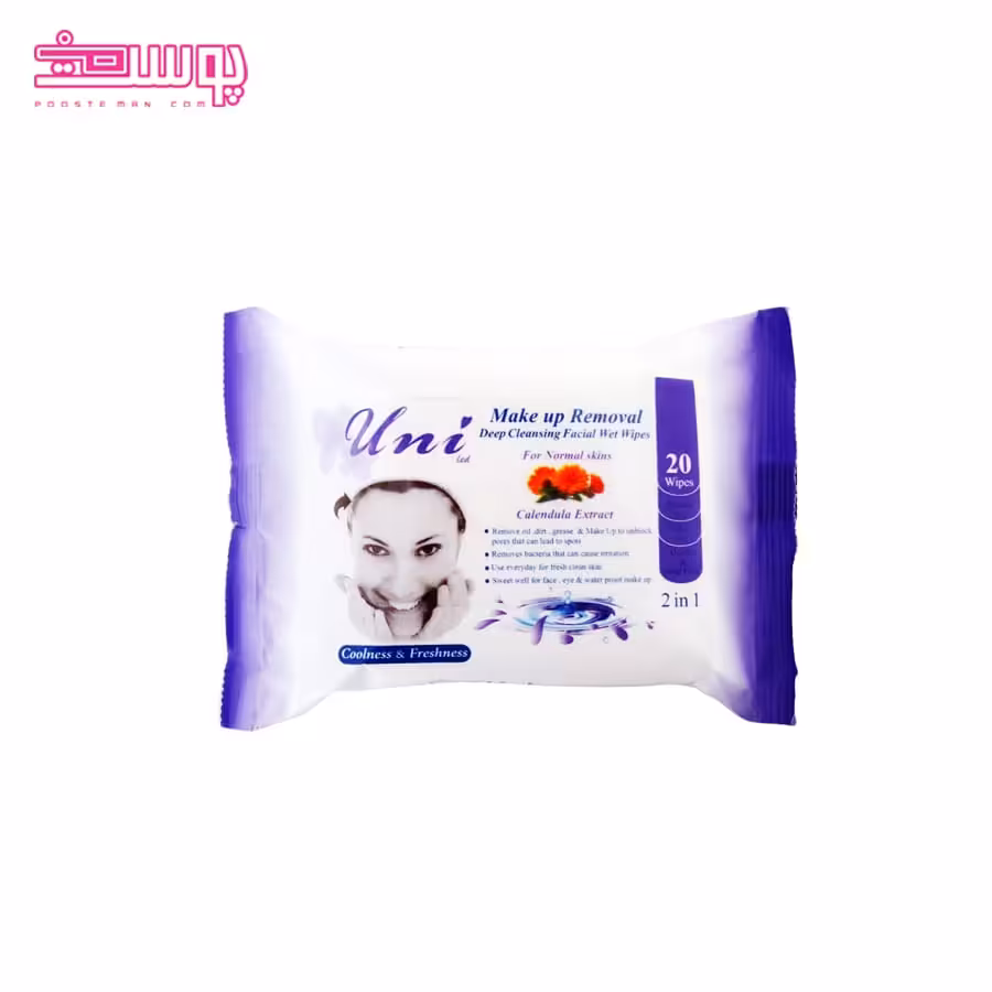 دستمال مرطوب پوست معمولی یونی لد 20 عددی