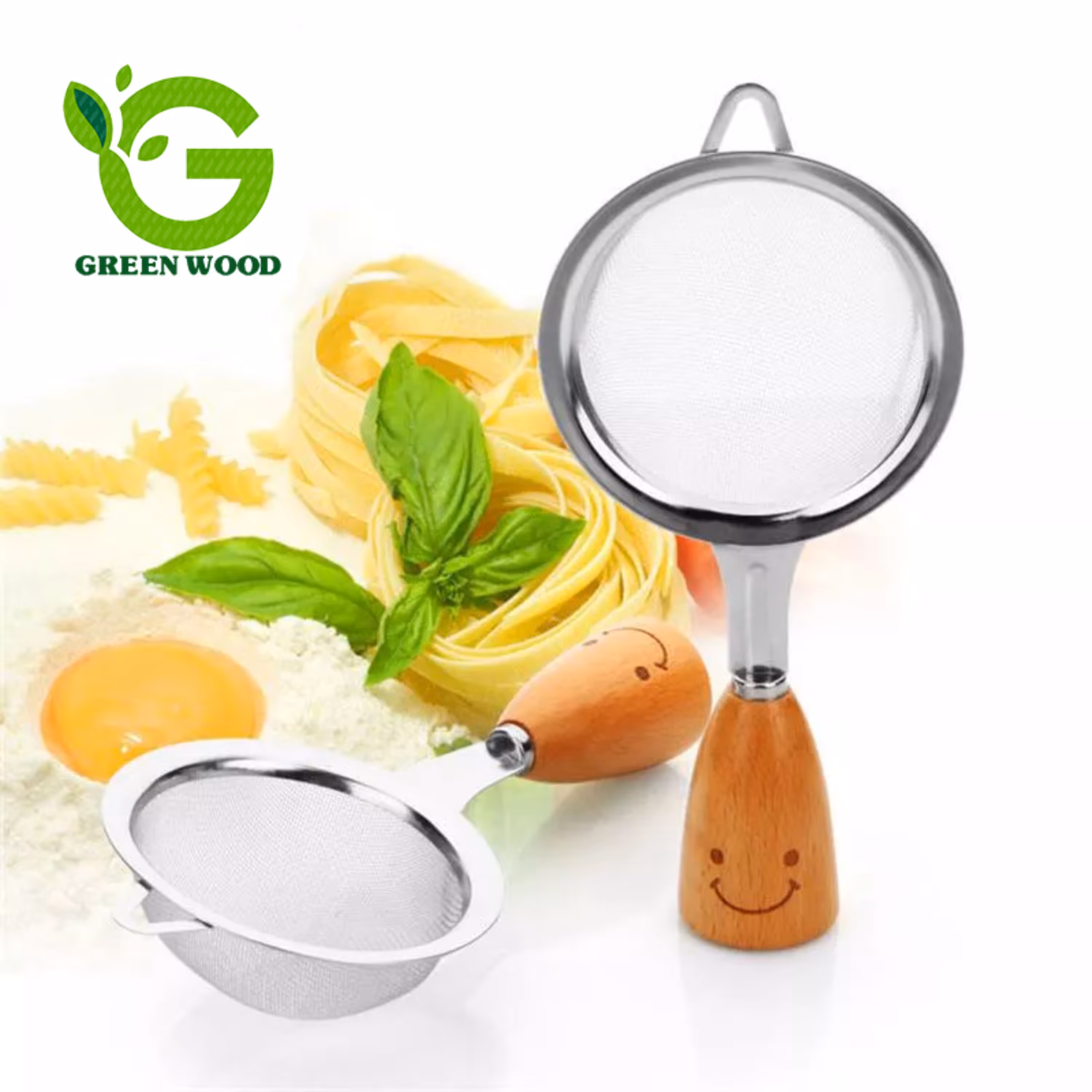 صافی چای استیل دسته چوبی برند یونیورس مدل D8 لبخند کد Gw70701001