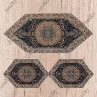 ست 3 تکه رومیزی ترمه افشاری رنگ سرمه ای با کیفیت عالی