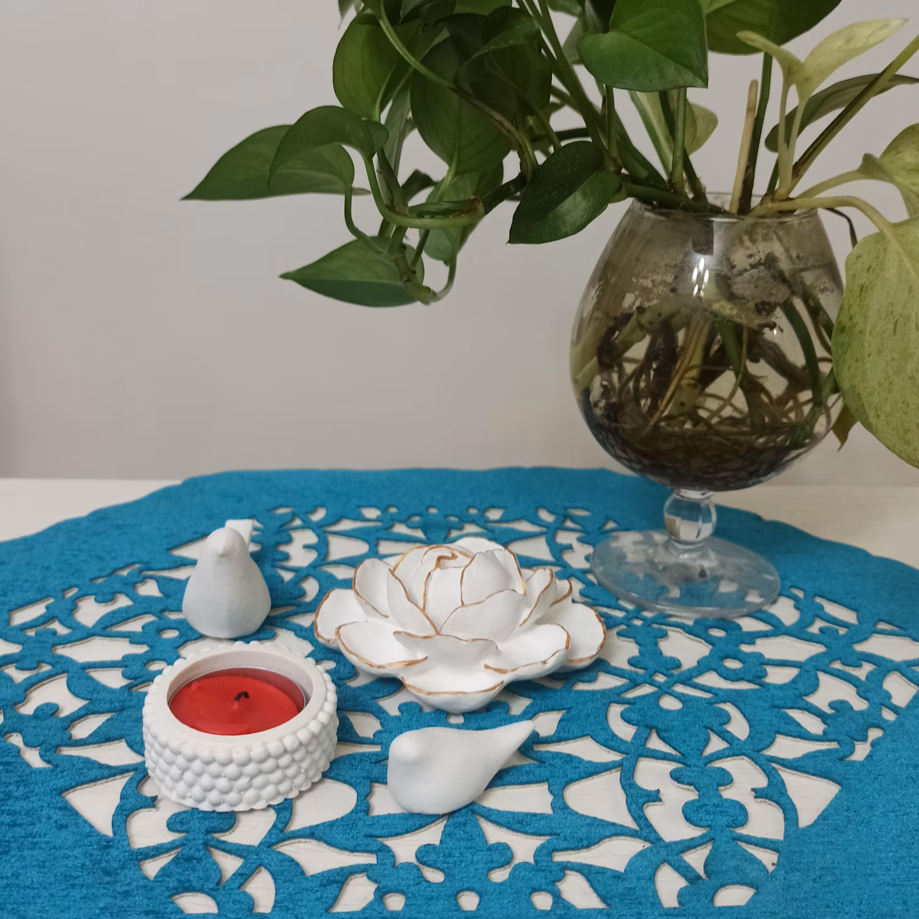 مجموعه 4 عددی جاعودی طرح گل و جاوارمر و کبوتر