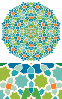 وکتور طرح نقوش کاشی های رنگارنگ اسلامی به شکل دورانی - گرافیک با طعم تربچه