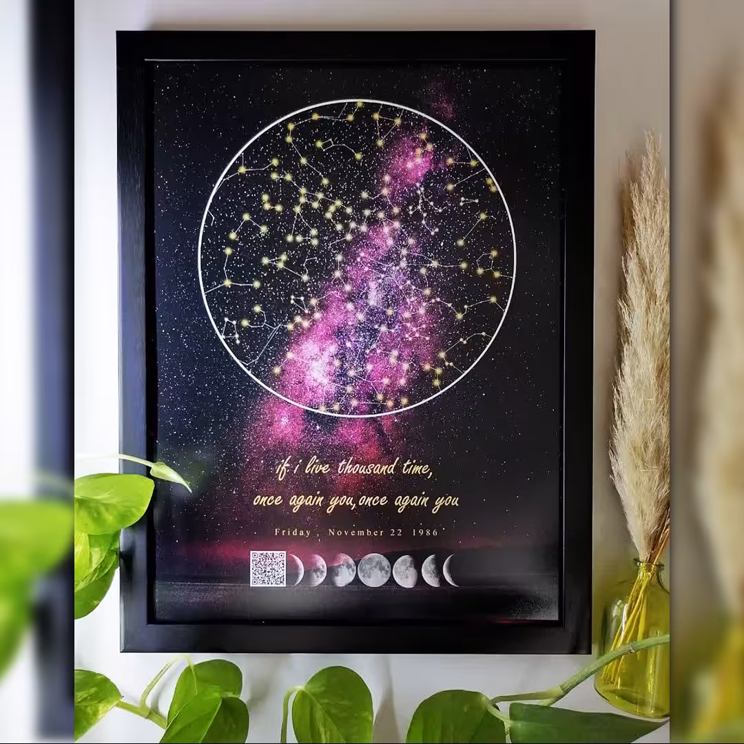 تابلو آسمان سایز 30 در 40 طرح کهکشانی همراه با کیوآر صوتی