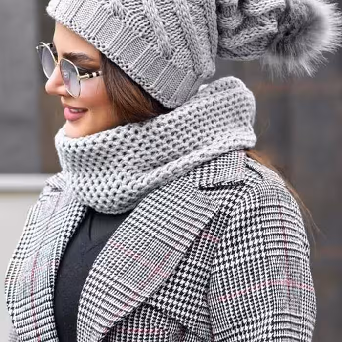 شال بافت رینگی طوسی مردانه و زنانه بسیار گرم 