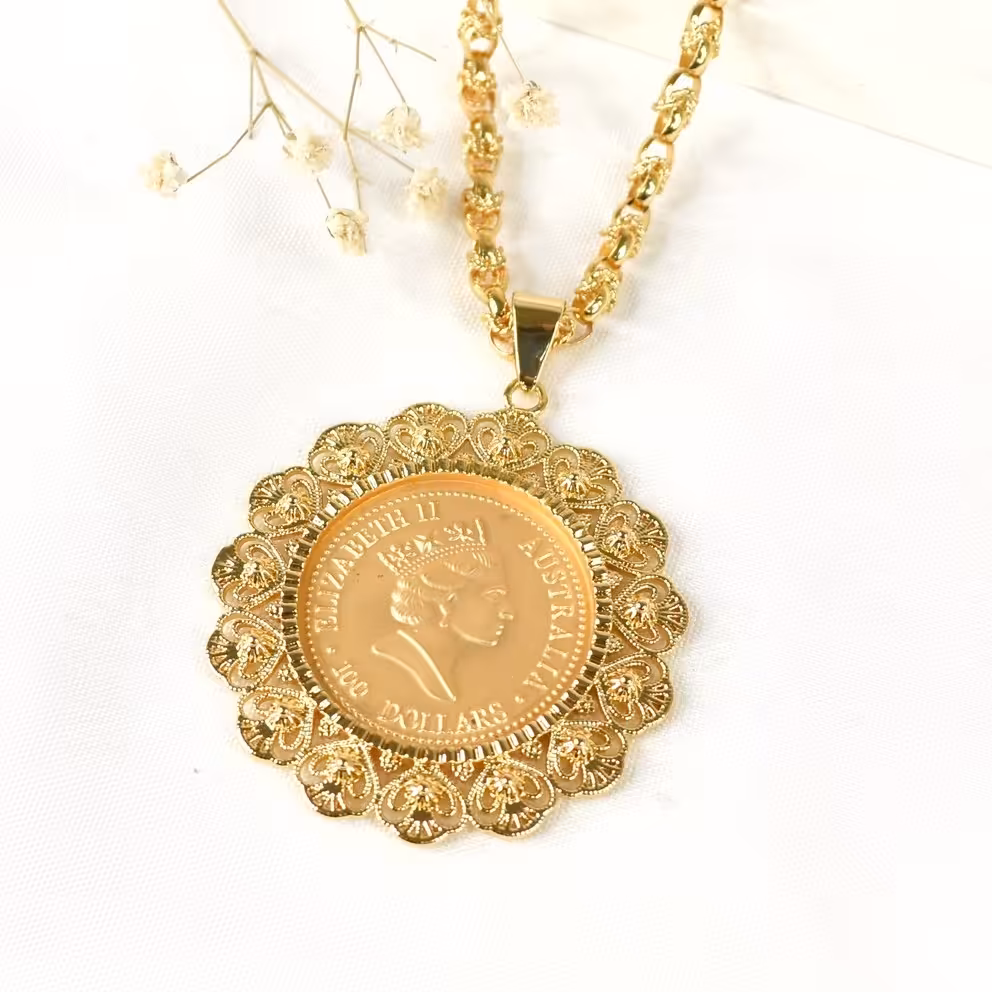 گردنبند طرح الیزابت روکش طلا کد 7865