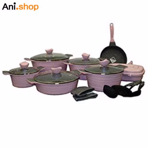 سرویس قابلمه 16 پارچه صورتی لاین مدل UN-7726 کد 227