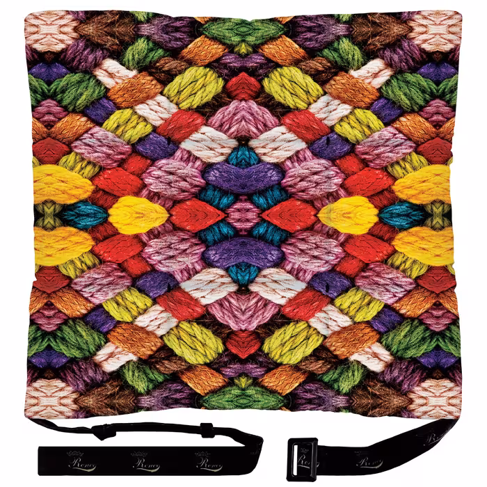 بالش و تشک صندلی مربع پارچه مخمل دو رو چاپ طرح طناب رنگی سایز 38 در 38 مدل M1-158 شرکت رنس