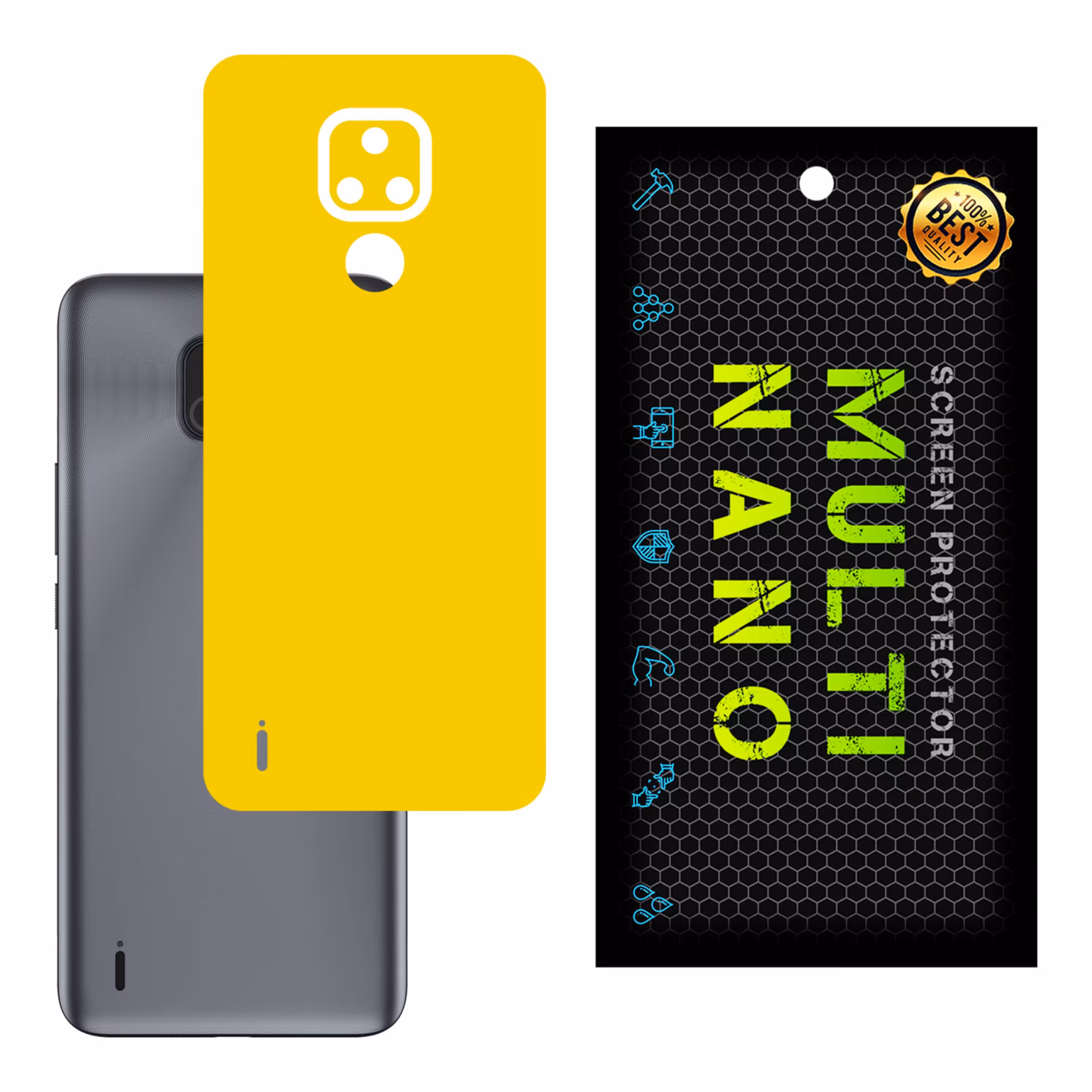 برچسب پوششی MultiNano مدل X-F1M-Yellow برای پشت موبایل موتورولاMoto E7
