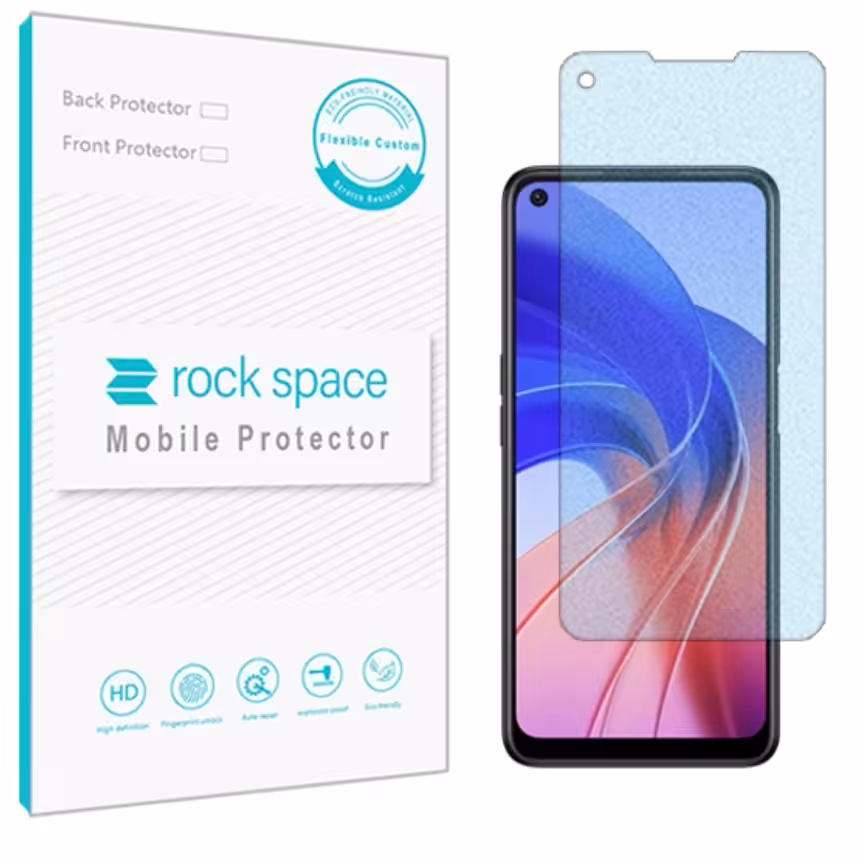  گلس نانو مات بلوکات (ضد اشعه آبی) و ضد ضربه اپو A55 برند راک اسپیس 