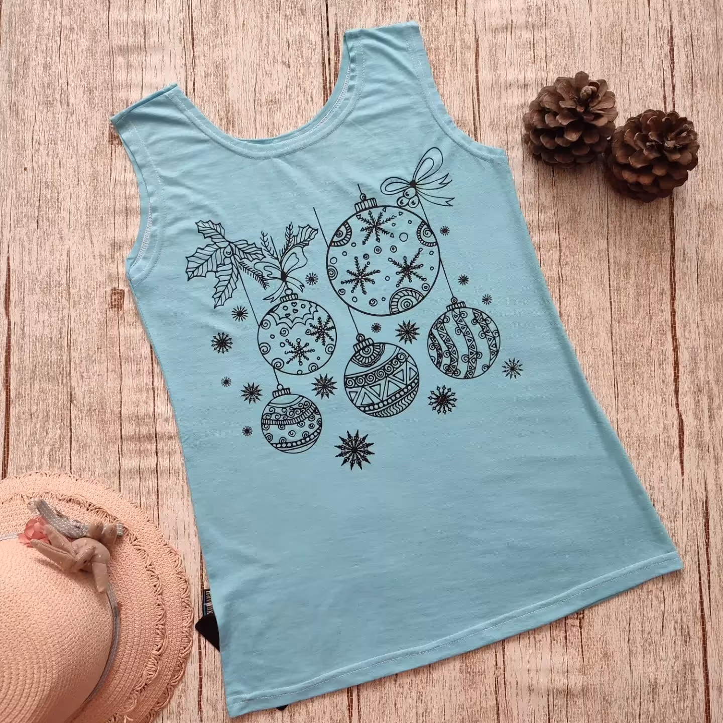 تاپ حلقه آستین   زنانه دخترانه  فری سایز 38تا 44 رنگ آبی 