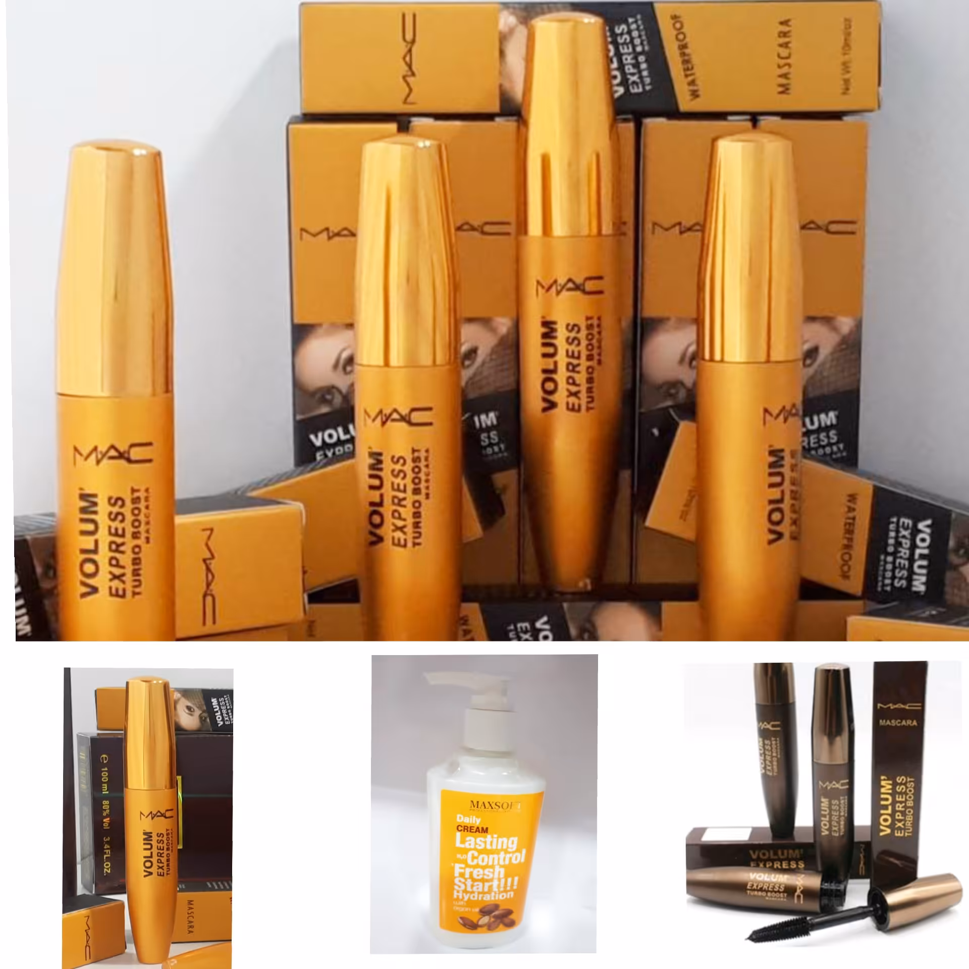 ریمل گلدمک جایزه دار یدونه ریمل گلد مک طلایی و یدونه ریمل مک قهوه ای و یدونه آبرسان آرگان 