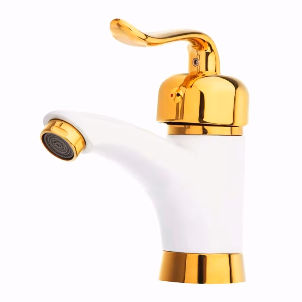 شیر روشویی شیرالات رز مدل بیزانس سفید طلایی 