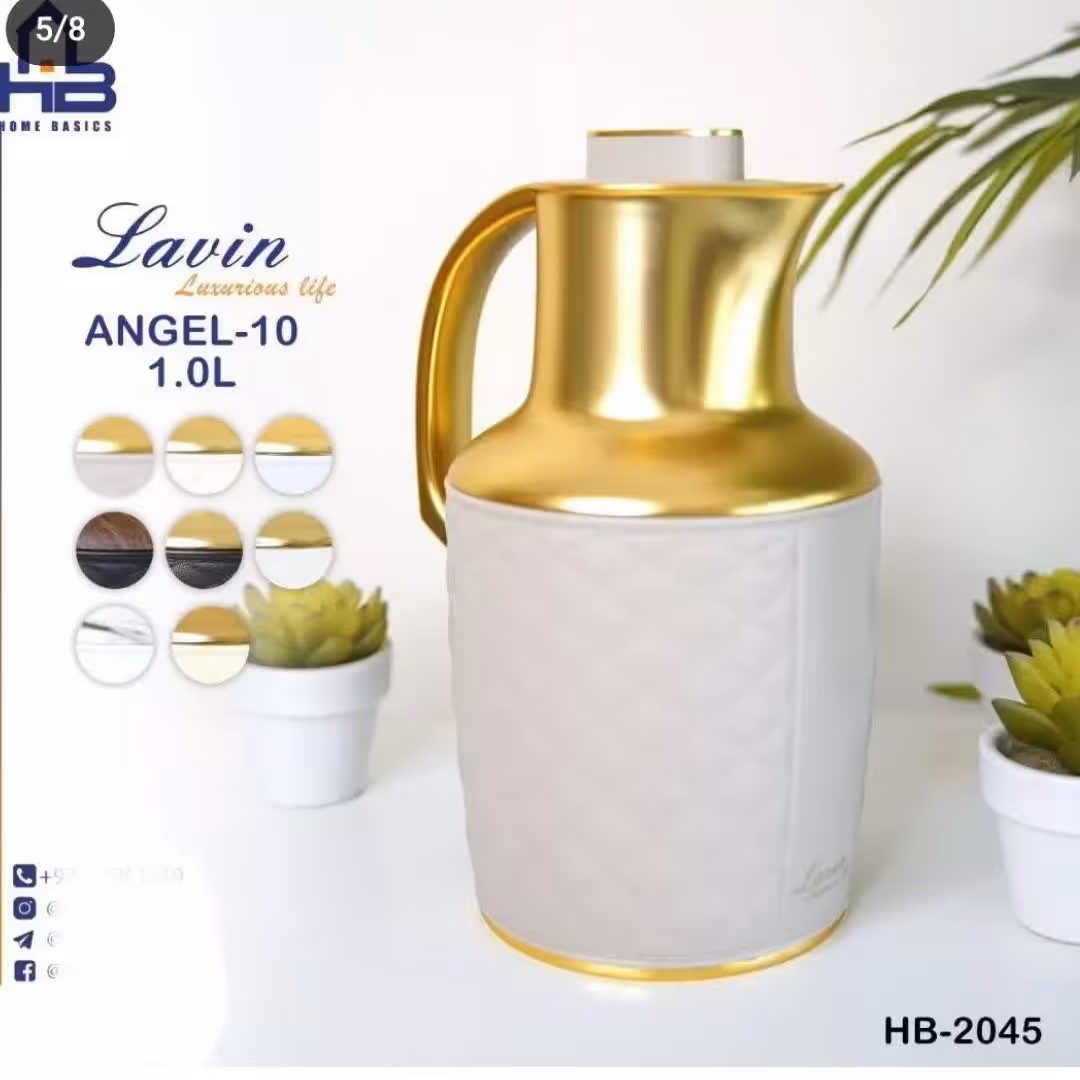 فلاسک شیشه قرمز سفارش امارت طرح چرم و استیل طلایی یک کار بنظر  خاص و تک