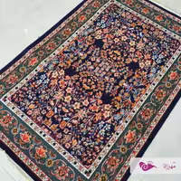 گلیم ماشینی 6 متری طرح باغ بهشت سرمه ای