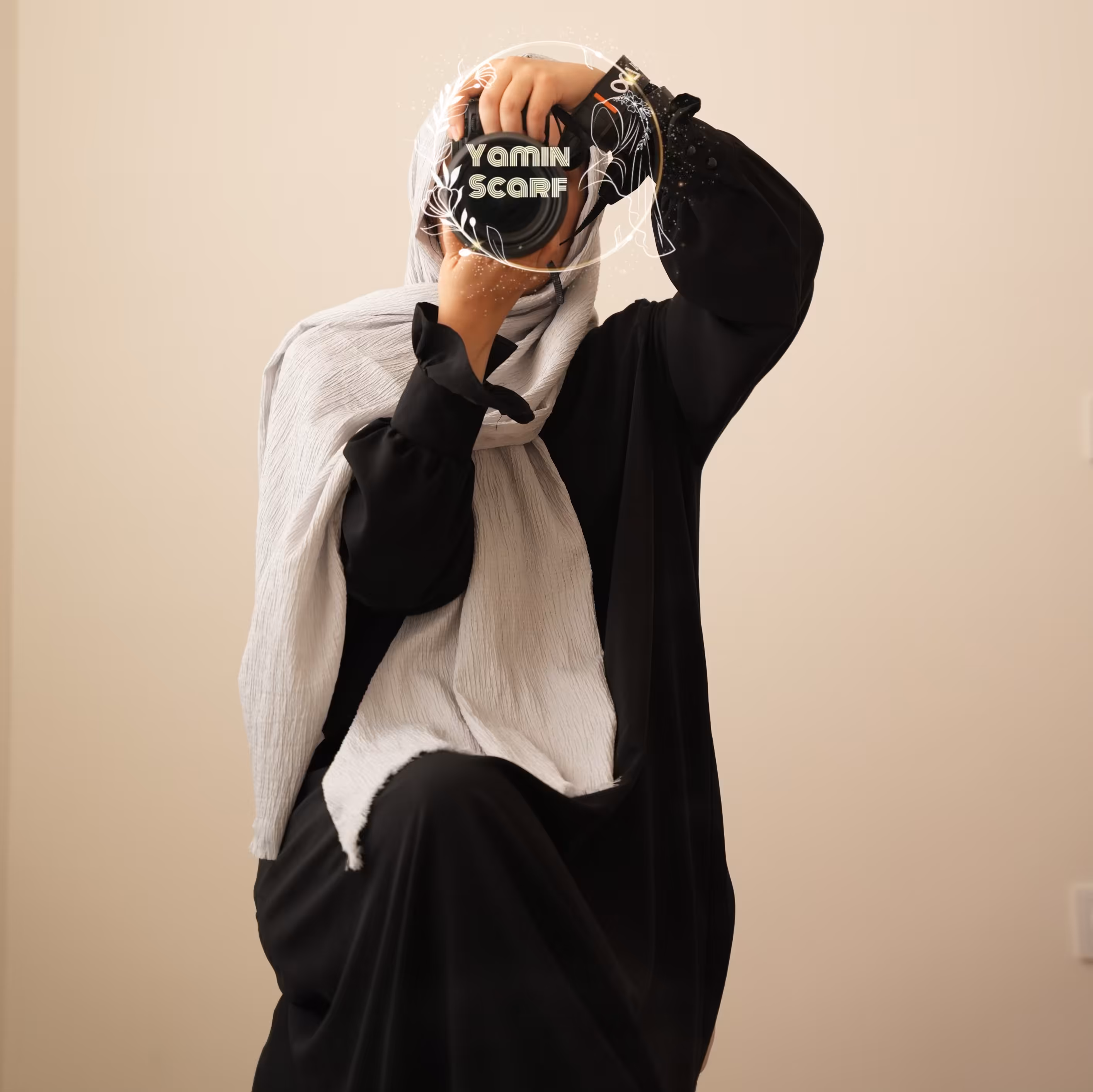 شال نخی پفکی قواره 195در75 رنگ طوسی مناسب فصل