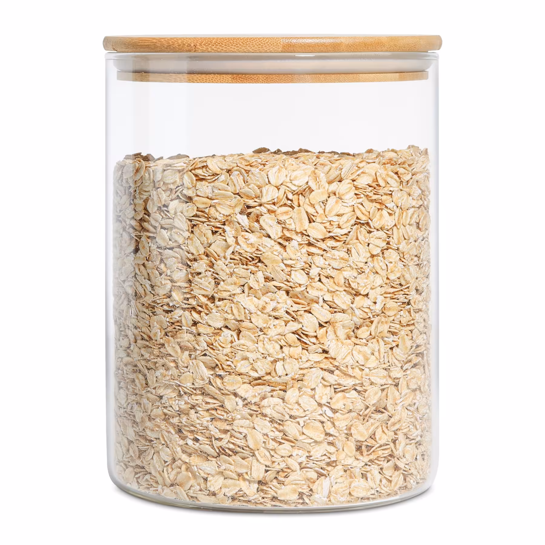 بانکه شیشه ای و جا حبوباتی درب بامبو سایز 2 کد12