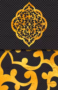 طرح ترنج اسلیمی طلایی | گرافیک با طعم تربچه